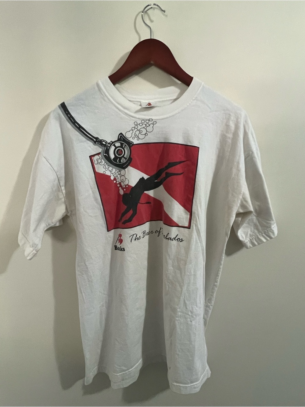 Vintage 90s Banks Beer Barbados Scuba Tank T-Shirt XL Wrap Around Graphic